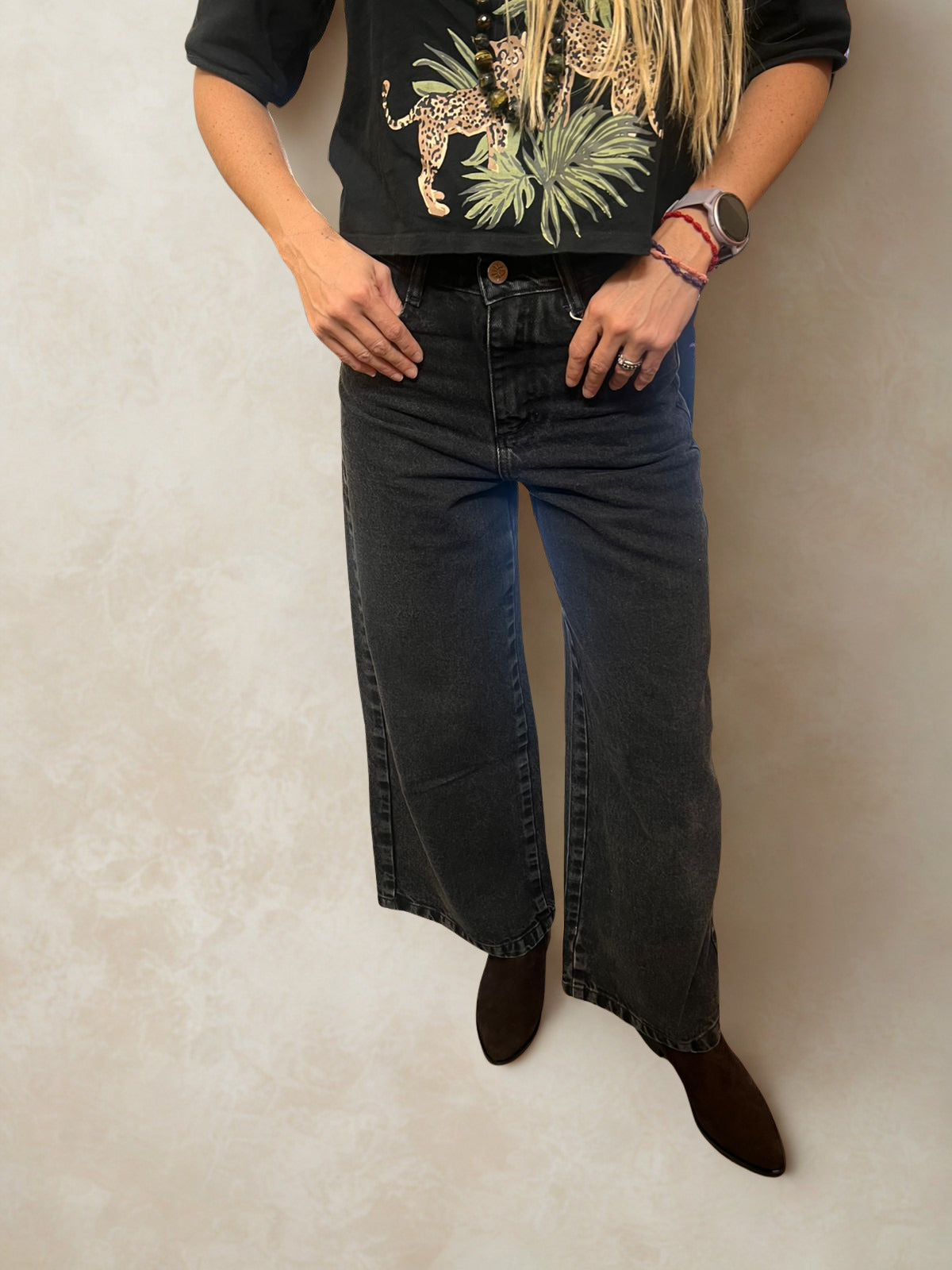🤎 Jeans Wide Leg Negro