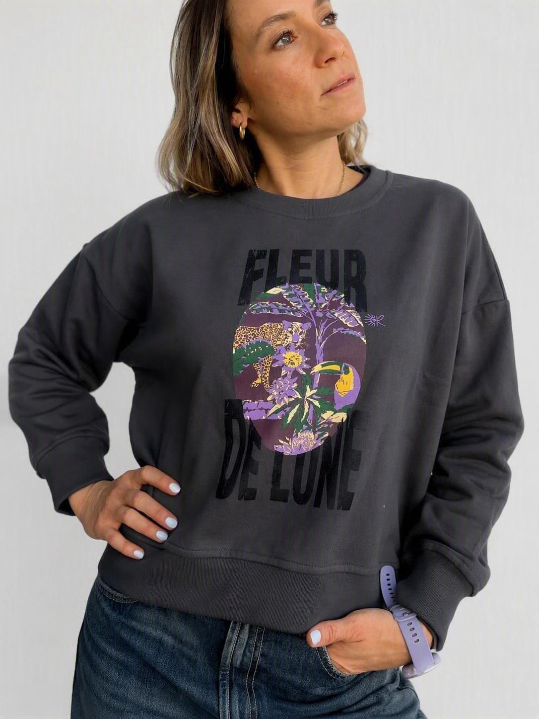 🤎 Polerón Fleur Crop Marengo