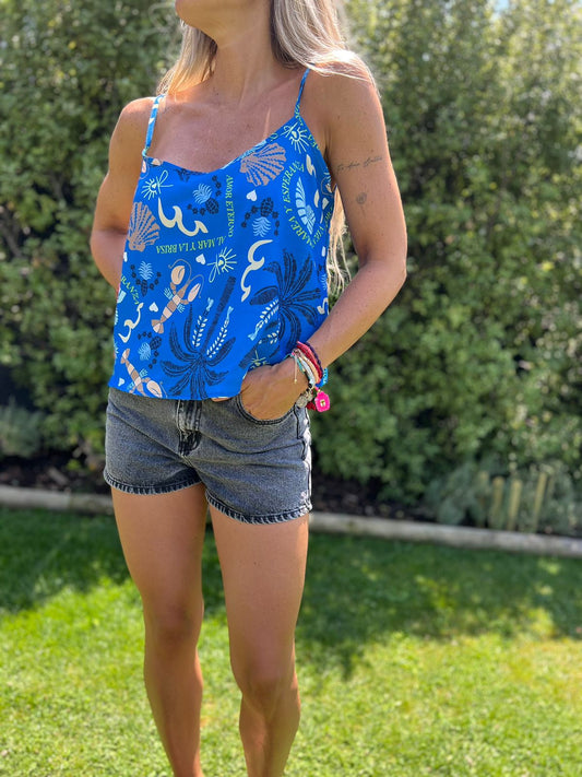 Top solera estampado marino