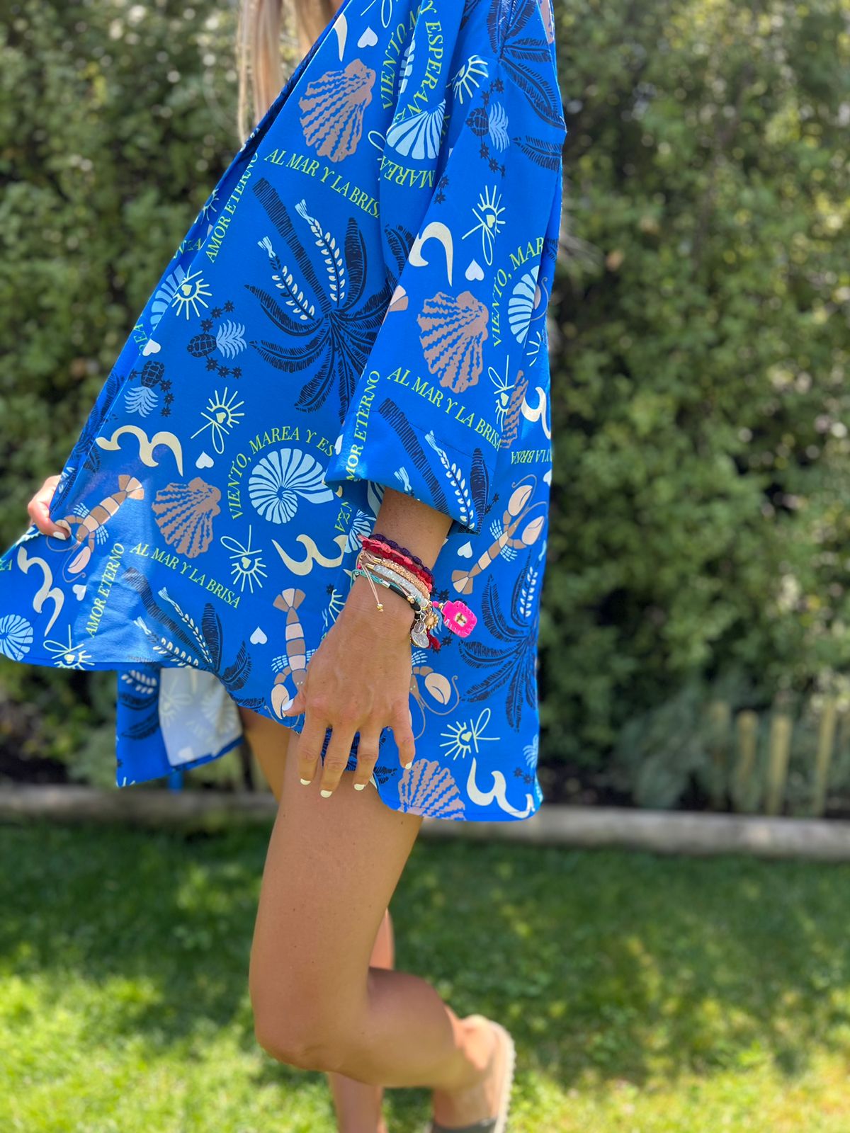 Kimono estampado azul marino