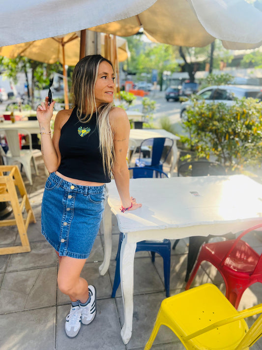 Crop Top Corazon Negro