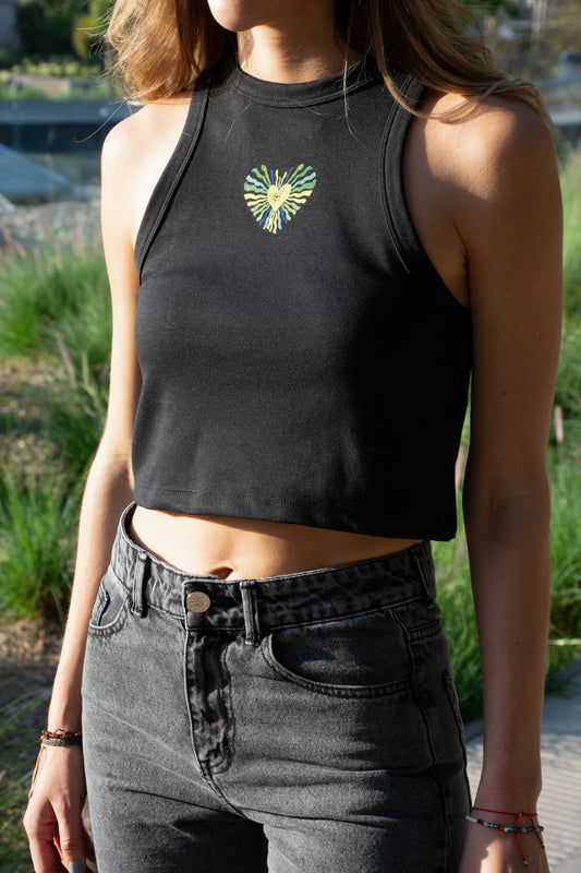 Crop Top Corazon Negro