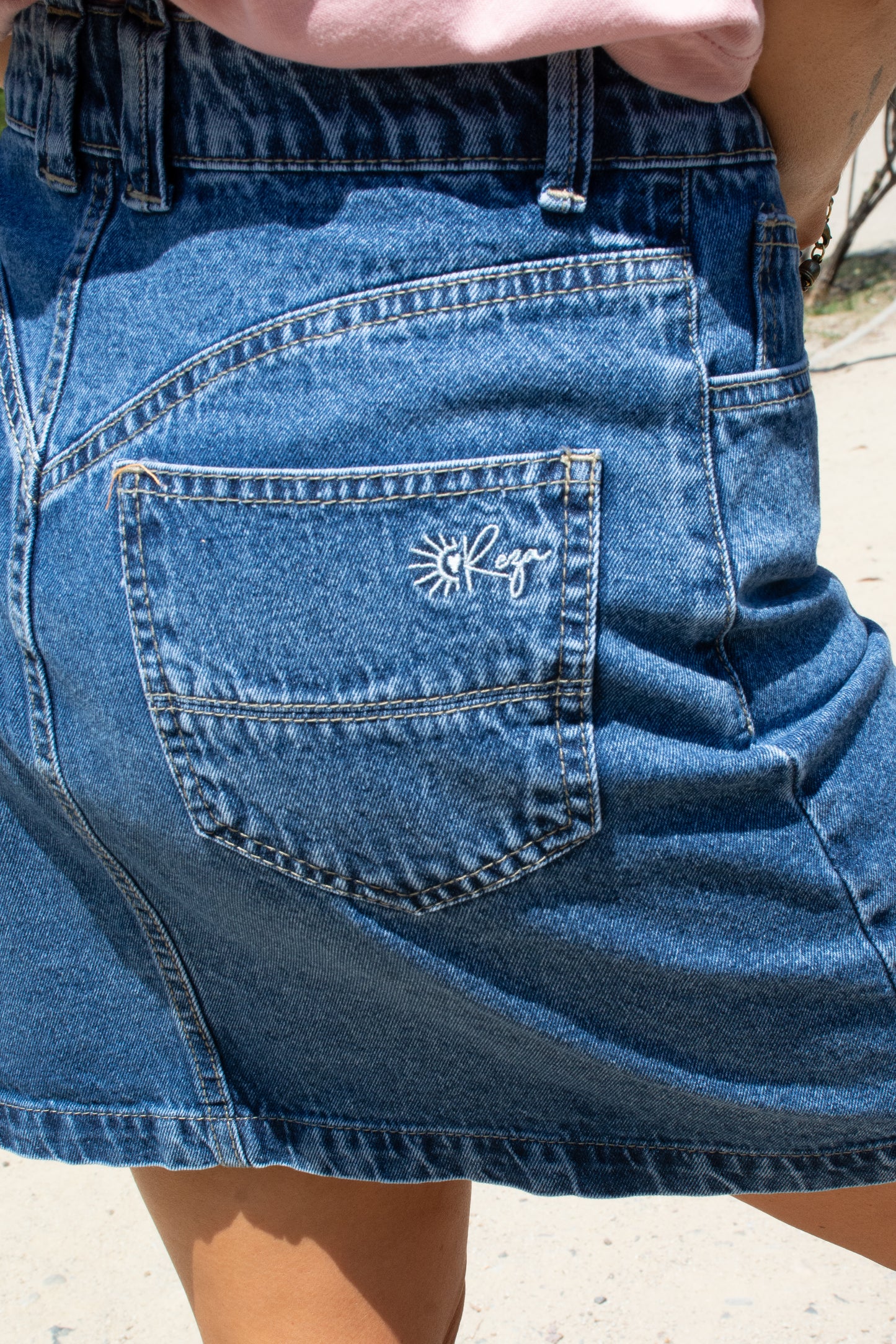 Falda Denim Corta Abotonada Azul