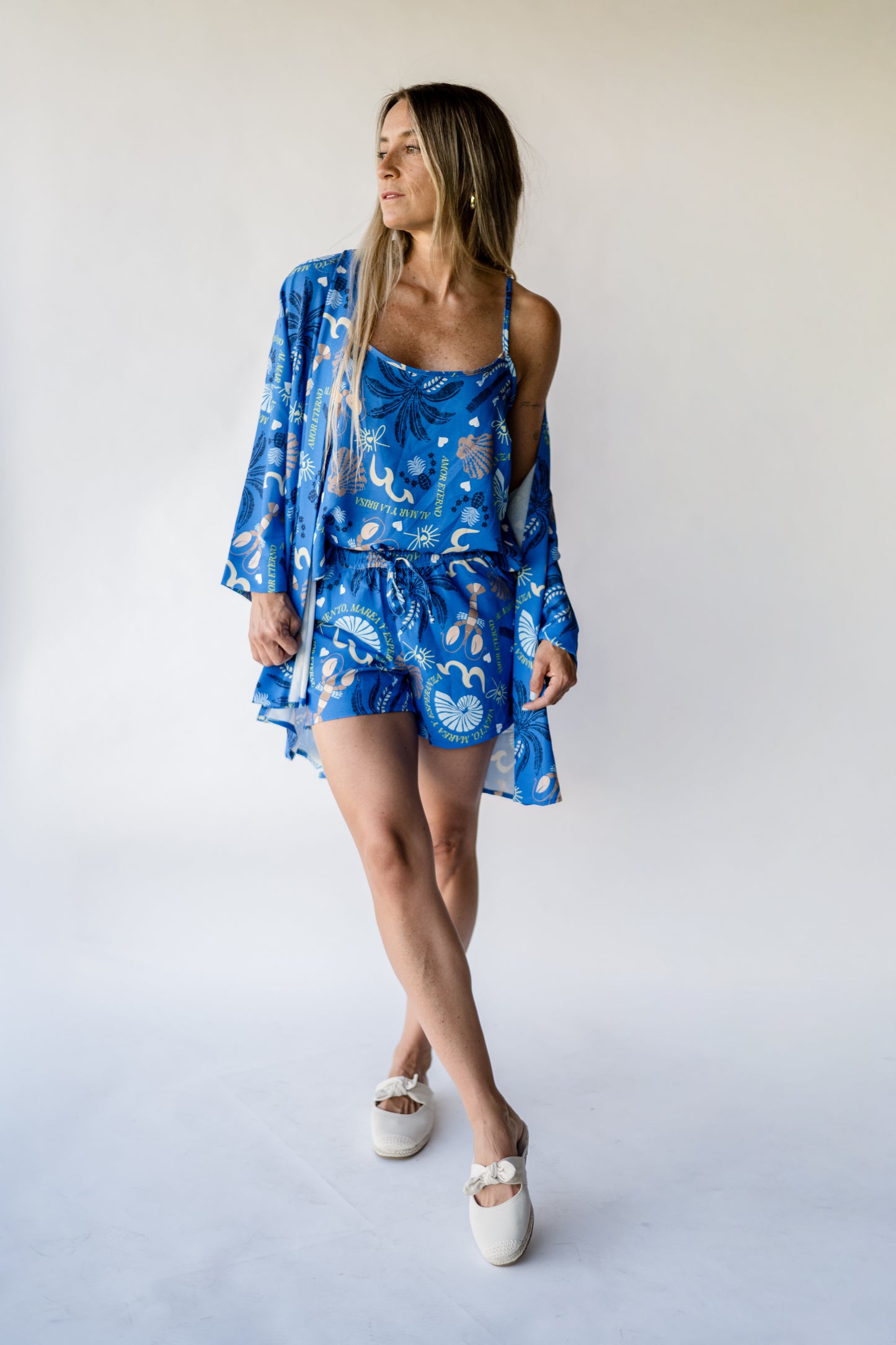 🖤 Kimono estampado azul marino