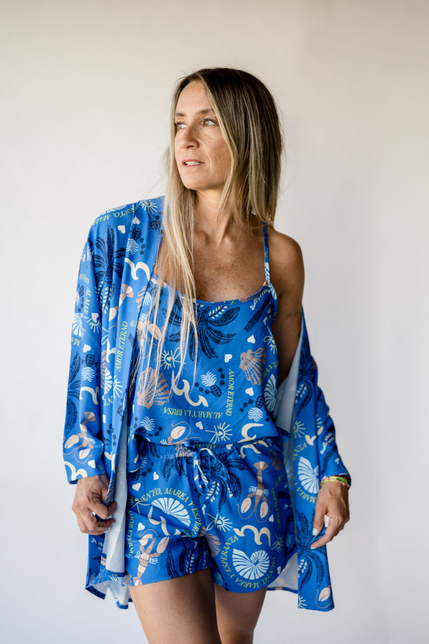 🖤 Kimono estampado azul marino