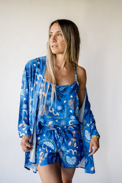 🖤 Kimono estampado azul marino