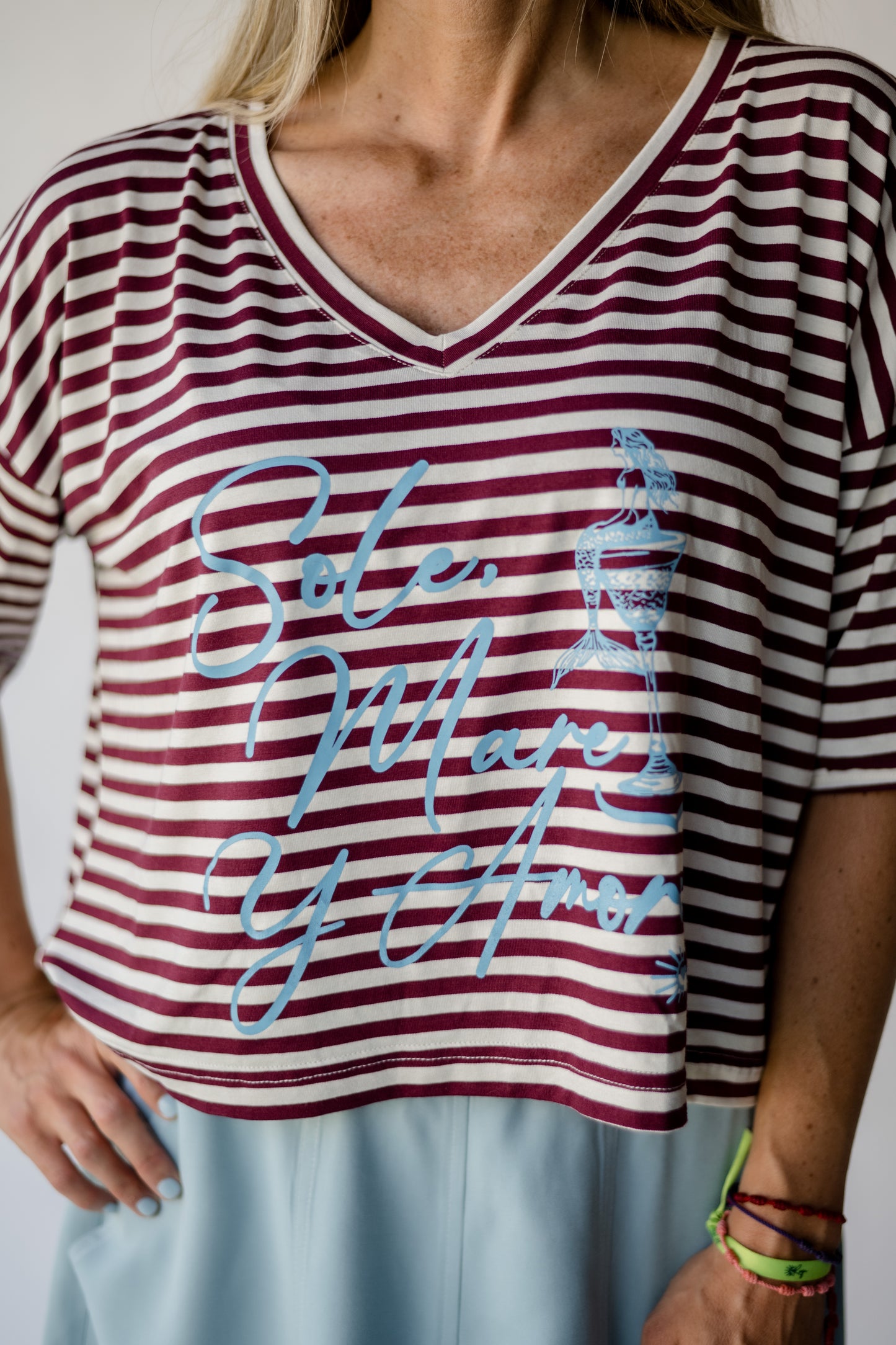 Polera Rayas Burdeo Sole, Mare y Amore