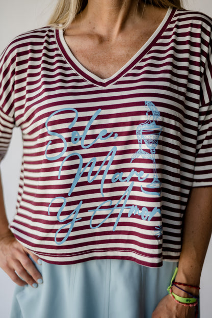 Polera Rayas Burdeo Sole, Mare y Amore