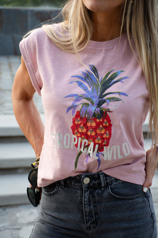 Polera manga corta Piña Rosada
