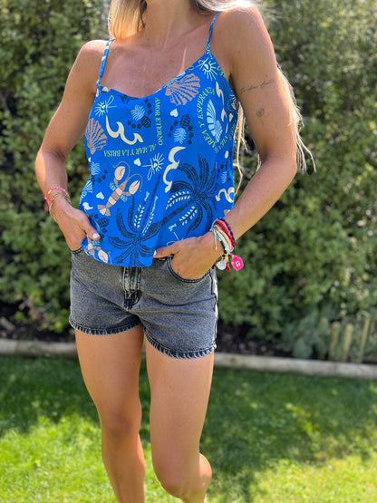 Top solera estampado marino