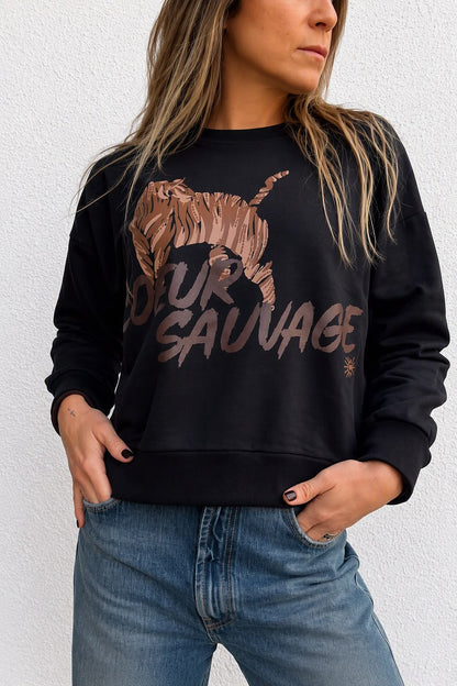 🤎 Polerón Sauvage Crop Negro