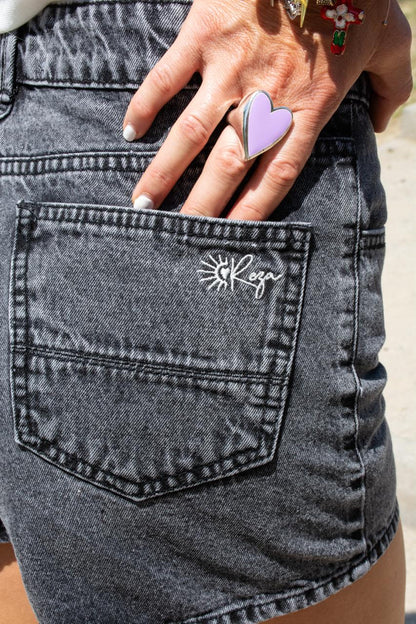 Short Denim Tiro Medio Negro